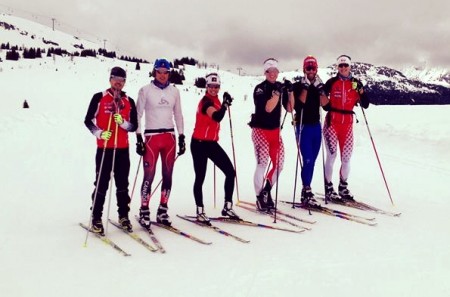 The national team training group on a recent ski at Sunshine. Courtesy photo.