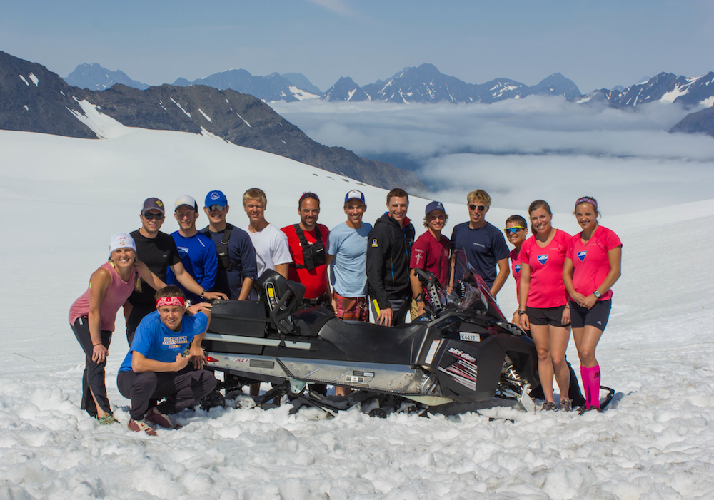 Most of the 2013/2014 Alaska Pacific University (APU) Elite Team, except for Kikkan Randall and Sadie Bjornsen. (Photo: Reese Hanneman/engineroommedia.net)