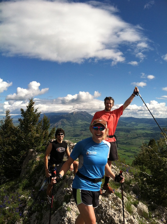 Members of the Bridger Ski Foundation elite and post-grad teams celebrating the fruits of their training session near Bozeman, Mont. (Photo: Anya Caldwell Bean)