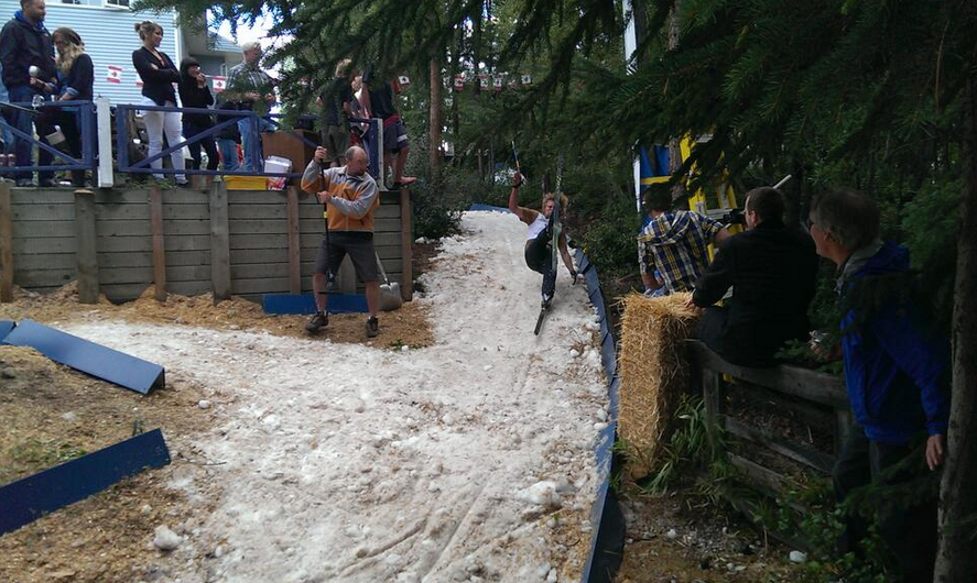 A competitor on course at the JP Grand Prix, a ski race that took place in a backyard in Whitehorse, Yukon, last Friday. (Photo: Brian McKeever)