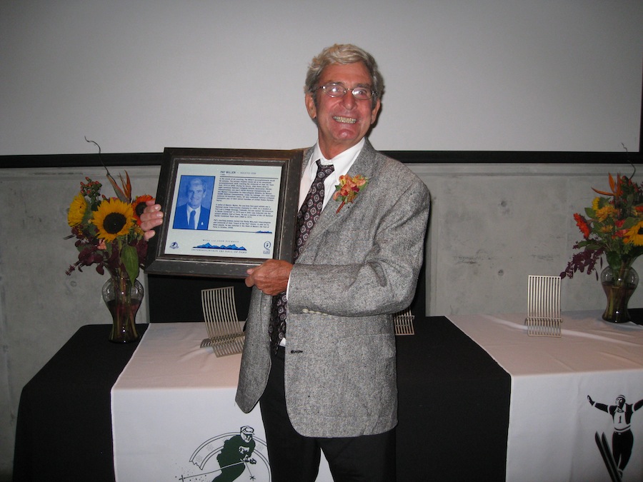 Pat Miller being inducted into the the Intermountain Ski Hall of Fame in 2008, one of four halls he is a member of. (Photo: Kevin Sweeney)