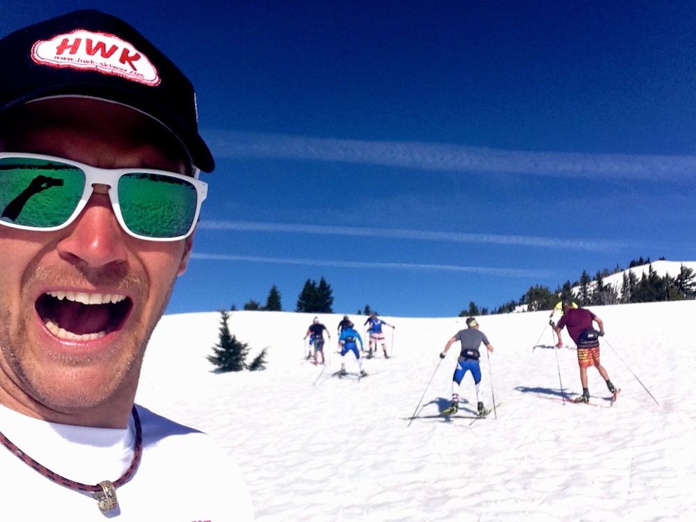 Sylvan Ellefson (l) and his Ski & Snowboard Club Vail/Team HomeGrown teammates enjoying some on-snow time in Bend, Ore., this spring. (Photo: Eric Pepper)