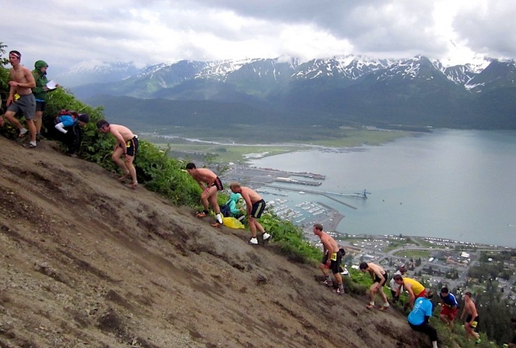 Racers ascent the 3,022-foot Mount Marathon above Seward, Alaska, at the 2011 edition of the hill climb. (Photo: Lauren Fritz)