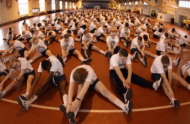 If we could all just stretch a little more effectively, it would go a long way. (Photo: US Navy recruits/Wiki Commons)