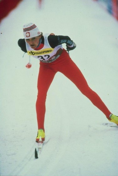 Annette Bøe of Norway skating at the 1985 World Championships in Seefeld, Austria (Photo: Peter Ashley)