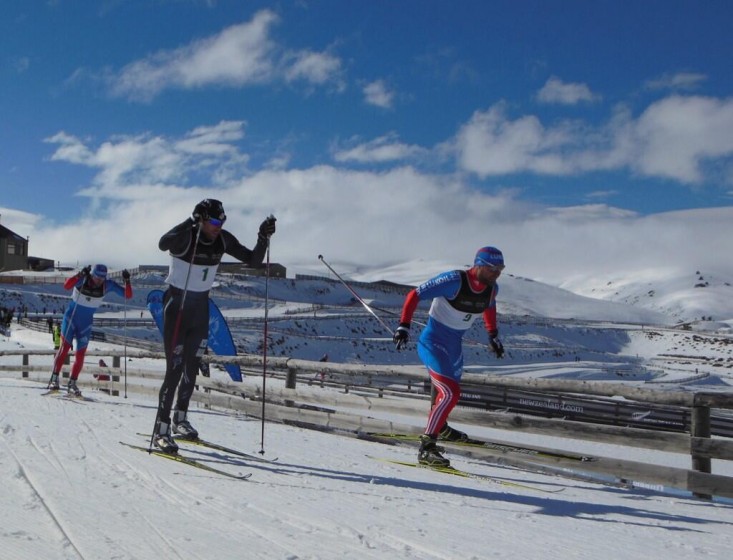 Andy Newell (l) and Russia's Alexey Petukhov go head-to-head in the men's A-final on Thursday in the Winter Games NZ freestyle sprint in Wanaka, New Zealand. Newell won the race, Petukhov was second and Canada's Devon Kershaw placed third. (Photo: Noah Hoffman) 