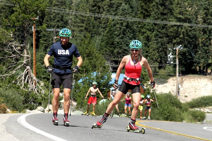 Brian and Caitlin Gregg skiing on Donner Pass in California. (Photo: Mark Nadell/MacBeth Graphics)