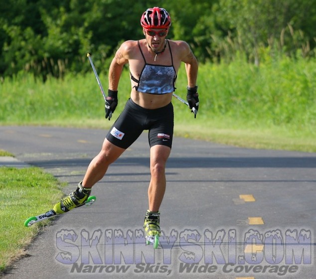 Matt Liebsch en route to winning the 2013 Ringer Roll 10 k freestyle rollerski race by nearly a minute and a half on Aug. 2 in Maple Plain, Minn. (Photo: SkinnySki.com)