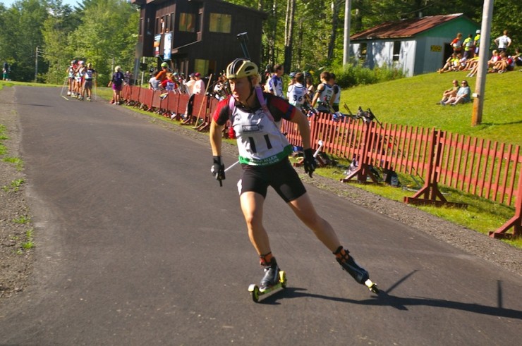 Lanny Barnes at the 2013 North American Biathlon Rollerski Championships in August in Jericho, Vt.