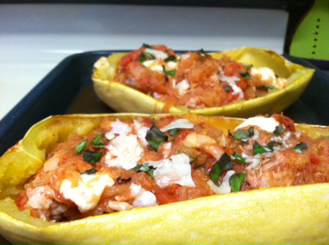 One of two spaghetti squash recipes from the Twin Biathletes’ Cookbook.