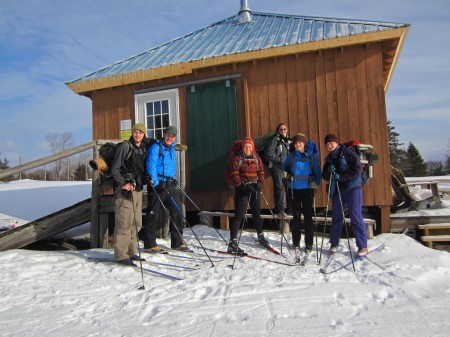 Sterling students at Charley's cabin, a winterized warming cabin on the Craftsbury Outdoor Center trail system. Courtesy photo.