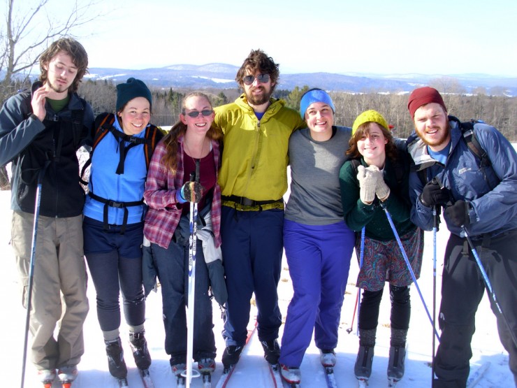 Sterling College students learning to ski. This winter, they will have a competitive team for the first time. Courtesy photo.