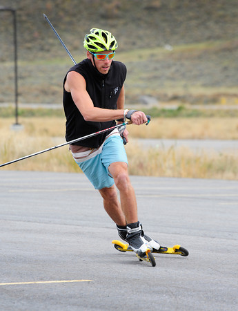 Andy Newell during rollerski-agility training last week in Park City, Utah. (Photo: Tom Kelly/USST)
