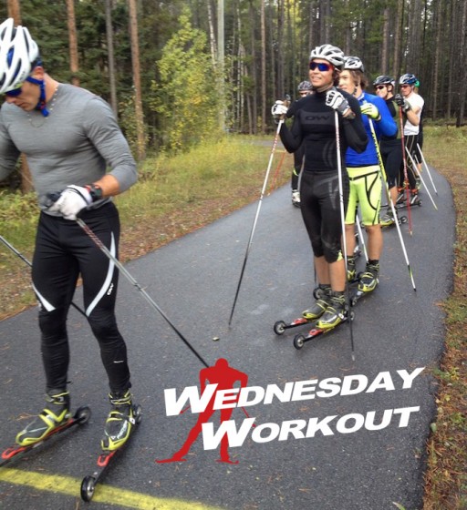 AWCA skiers get ready for a skate prologue test, which doubled as a lactate clearance workout, this fall in Canmore, Alberta. (Courtesy photo)