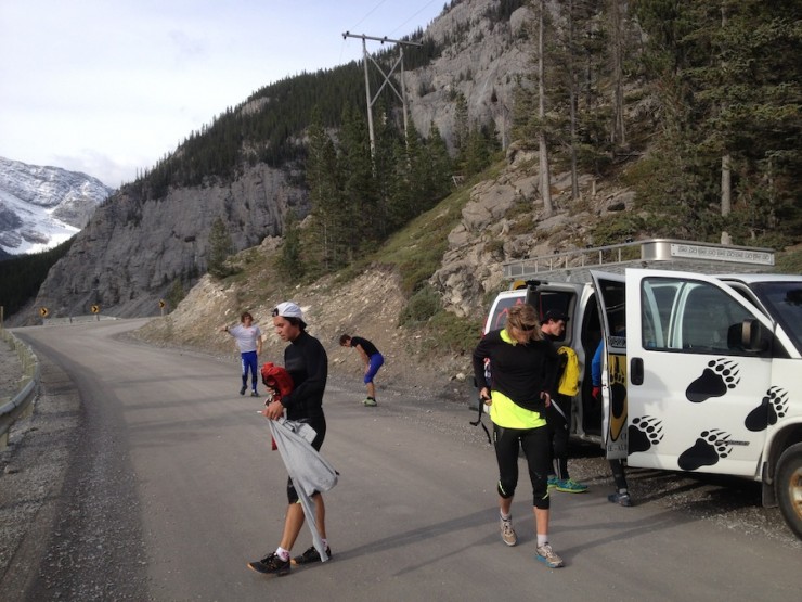 AWCA skiers after a hill-climb running workout last month near Canmore, Alberta. (Photo: Stefan Kuhn/AWCA)