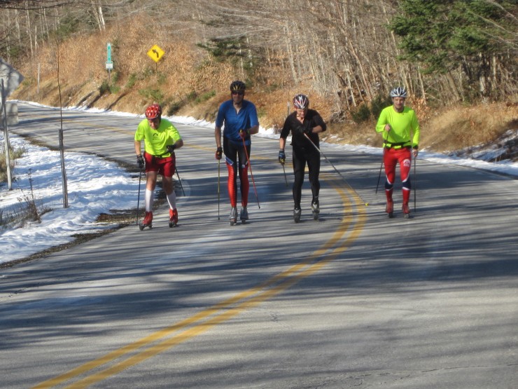 The crew making their way up route 118 in New Hampshire (Photo: Mary Osgood) 