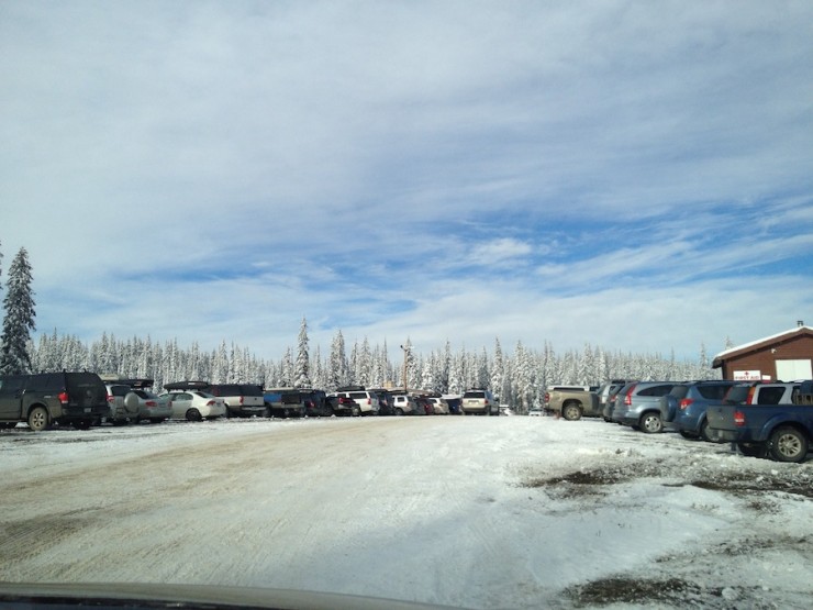 A popular place: the Sovereign Lake Nordic Centre parking lot on Nov. 9, two days after opening for the 2013/2014 season. 