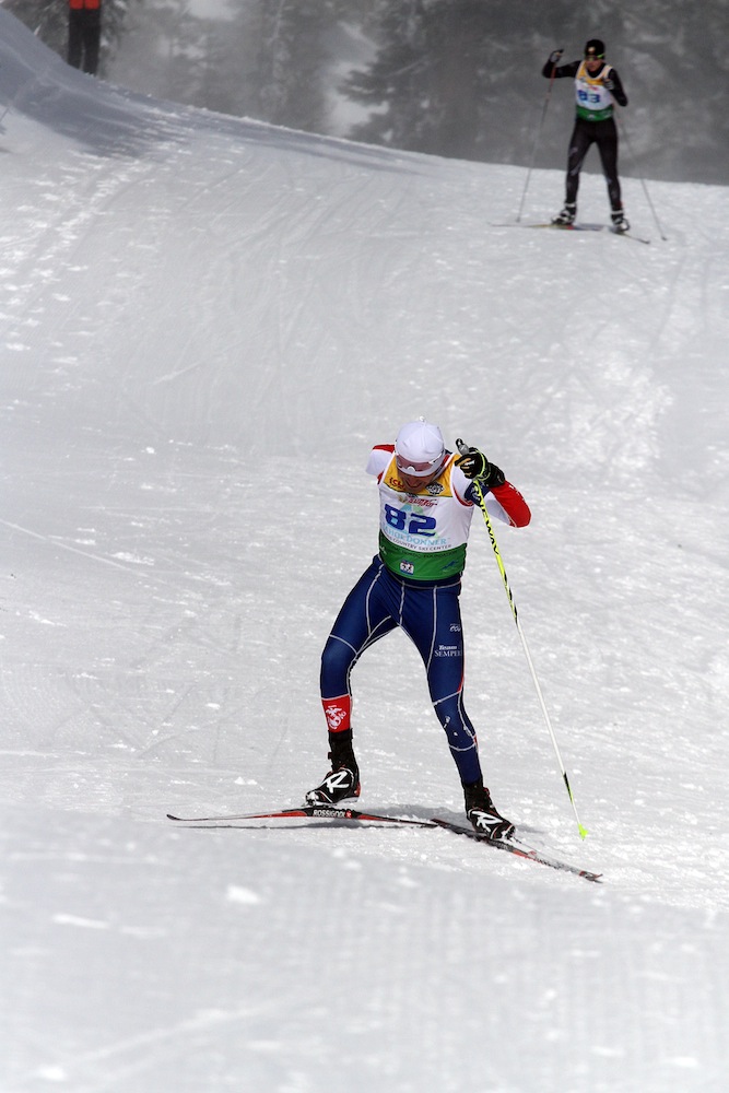 Omar Bermejo (U.S. Paralympics) climbs more than 1,000 feet to the top of Mt. Disney at Sugar Bowl Resort for the SuperTour Finals hill climb on April 8 in Truckee, Calif. (Photo: Mark Nadell/MacBeth Graphics)