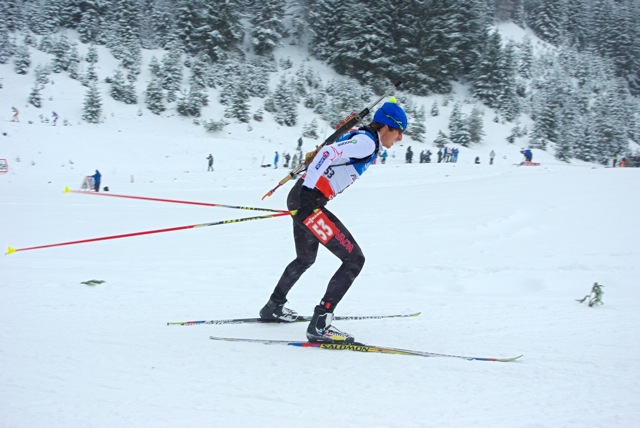 Canada's Brendan Green racing to 31st in Friday's 10 k sprint at the IBU World Cup in Hochfilzen, Austria. Green was one second away from making the top 30 and qualifying for Canada's 2014 Olympic team.