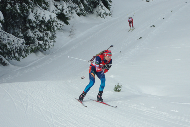 Irina Starykh racing in Hochfilzen, Austria, last December, is one of three Russian biathletes caught using EPO in the last 12 months. While this has led to the conclusion that Russian biathlon has a systematic doping problem, a new documentary alleges that the problem is much worse and much more widespread.