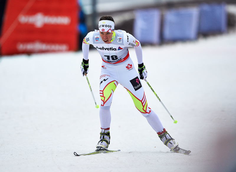 Perianne Jones, who finished 47th, racing in her third international race of the season. (Photo: Fischer/Nordic Focus) 