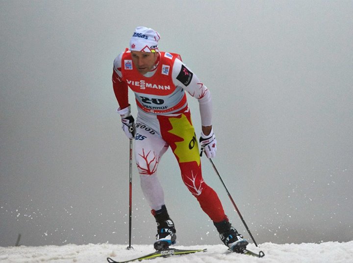 Devon Kershaw racing to second, his first top 30 of the season, in the opening stage of the Tour de Ski -- the 4.5 k freestyle prologue -- in Oberhof, Germany. Kershaw placed second to teammate Alex Harvey in a historic 1-2 finish for Canada. (Photo: Fischer/Nordic Focus)