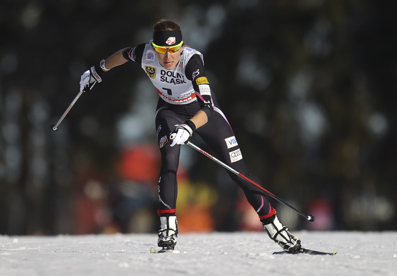 Sophie Caldwell gliding to fourth in qualification. Photo: Fischer/NordicFocus