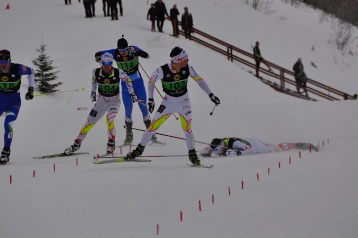 The finishing stretch of the men's freestyle sprint. (Photo: Kathy Wylie)