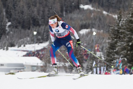 Susan Dunklee of the US Biathlon skied her way to a career best fourth place in Thursday's 7.5 k sprint in Antholz, Italy. (Photo: US Biathlon/Nordic focus) 