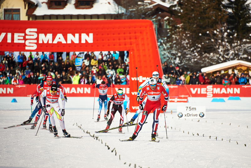 Johannes Duerr (second from right) during the Tour de Ski's 35 k pursuit from Cortina to Toblach, Italy, in December. Duerr was since kicked out of the 2014 Olympics for doping. 