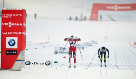 Johaug's finish.  Photo: Fischer / Nordic Focus.