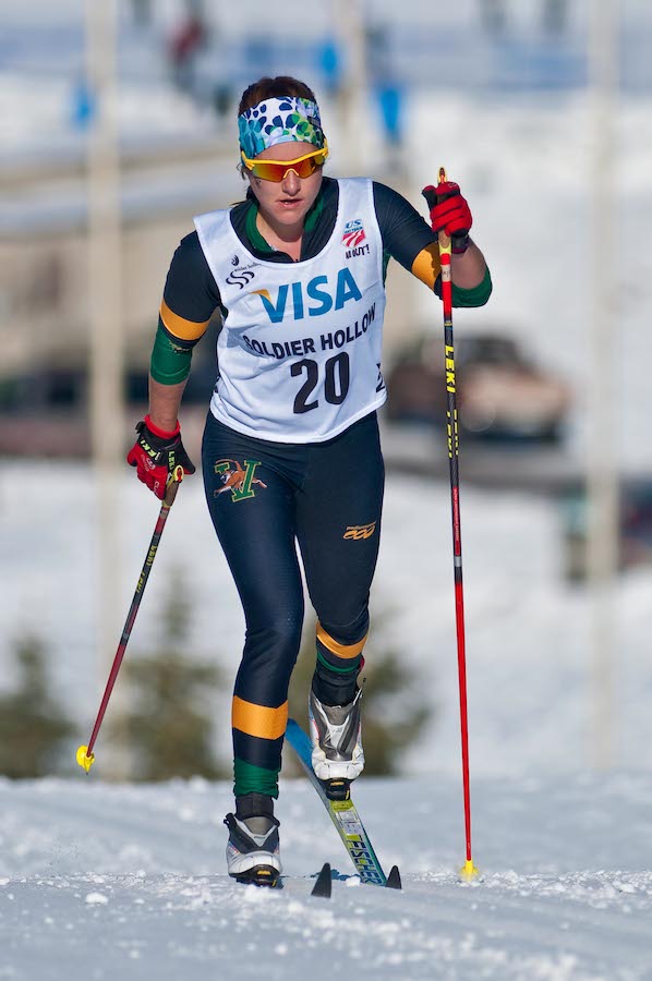 Anja Gruber (University of Vermont) racing to fourth in Saturday's 10 k classic mass start at Soldier Hollow for her best U.S. nationals result by more than 20 places. (Photo: Bert Boyer/http://bertboyer.zenfolio.com/) All proceeds from photo sales will be directly donated to NNF.