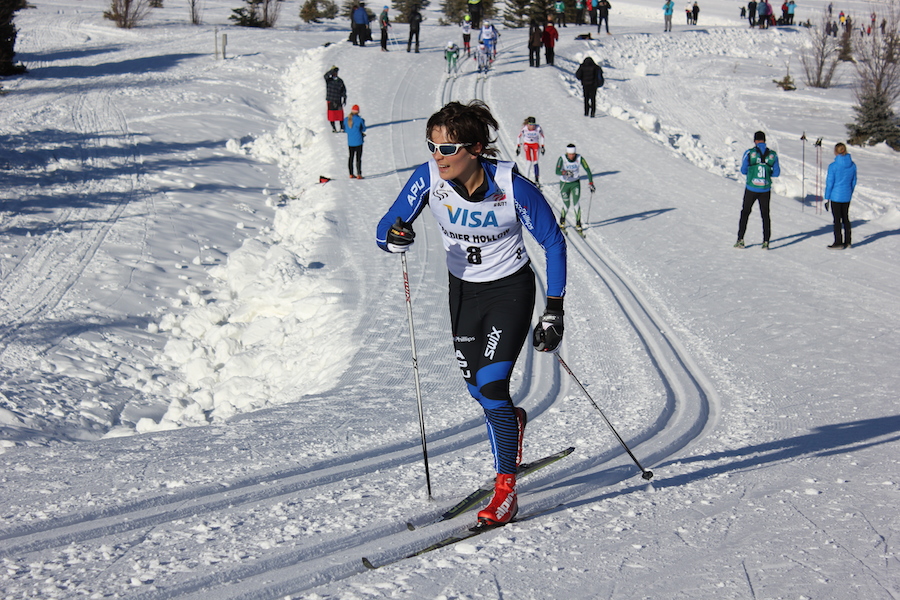 Kate Fitzgerald looks up as she begins the climb up Hermod's in the women's 10 k classic individual start at 2014 U.S. Cross Country Championships in Midway, Utah. Fitzgerald placed fifth.