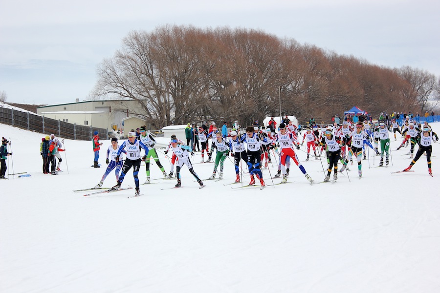 The last time U.S. Nationals were held at SoHo: Start of the women's 20 k freestyle mass start at 2014 U.S. Cross Country Championships at Soldier Hollow in Midway, Utah. Caitlin Gregg went on to win going away.