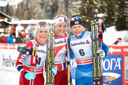 Same podium as Friday, just in a different order.  Photo: Fischer/Nordic Focus