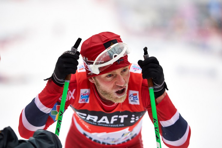 Sundby, exhausted at the finish. Photo: Fischer / Nordic Focus.