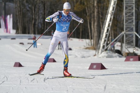 Hellner skiing in Sunday's relay.