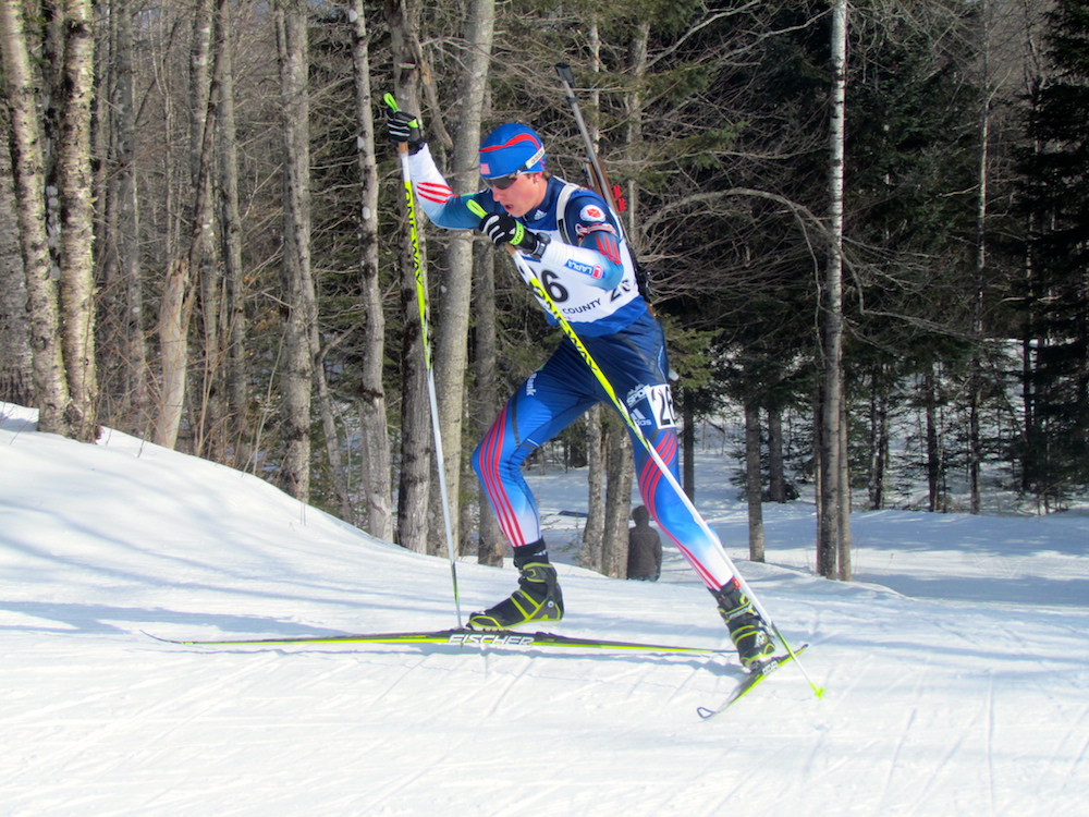 Sean Doherty en route to gold in the 2014 IBU Youth World Championships 7.5 k sprint in Presque Isle, Maine. (Photo: Katrina Howe) 