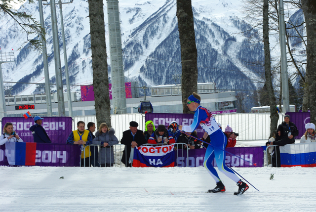 Iivo Niskanen of Finland giving his all up the Sochi course's three-minute climb today.