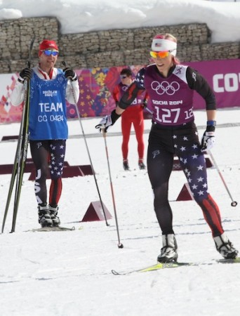 Kikkan Randall, here training at the Olympic venue, was nominated by fellow athletes to carry the U.S. flag at opening ceremonies.