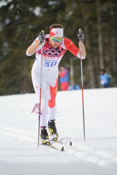 Three-time Canadian Olympian Devon Kershaw racing to 35th in Friday's 15 k classic individual start at the 2014 Winter Games in Sochi, Russia.