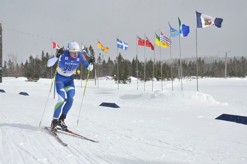 Evan Palmer-Charrette (NDC Thunder Bay/NST), the second junior in the open men's 15 k freestyle on Tuesday at Canadian Nationals in Corner Brook, Newfoundland.