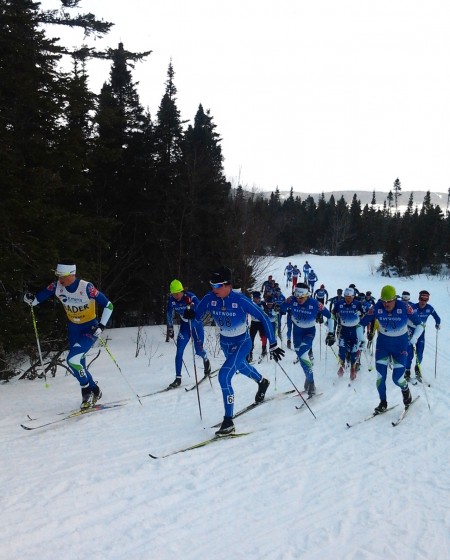 The junior men's 30 k classic mass start on the last day of Canadian Nationals last Saturday in Corner Brook, Newfoundland.