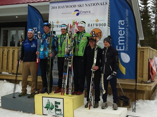 Junior men's freestyle-sprint podium at 2014 Canadian Nationals in Corner Brook, Newfoundland. (Photo: Cross Country Canada)