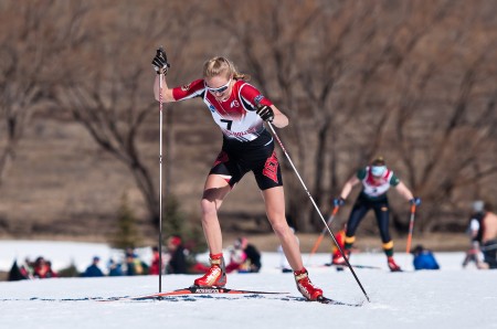 Sylvia Nordskar of the University of Denver skied her way to third place in the 15 k mass start at the 2014 NCAA Championships. 