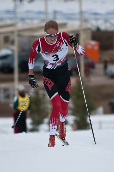 Sylvia Nordskar (DU) skis her way into 2nd place in the 5 k classic at the 2014 NCAA Championships. (Photo: http://bertboyer.zenfolio.com) All proceeds from photo sales will be directly donated to NNF.