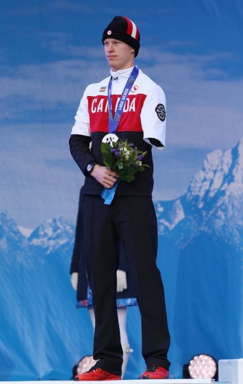Canadian biathlete Mark Arendz on the medal stand earlier in the 2014 Paralympics after winning silver in the 7.5 k standing even. He went on to notch bronze in his next competition to become the most successful Canadian biathlete. (Photo Scott Grant/Canadian Paralympic Committee)