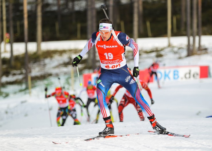 Tim Burke finished 17th in the World Cup pursuit today. Photo: USBA/NordicFocus.