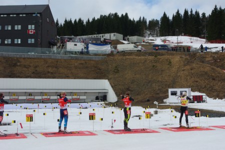 Kaisa Makarainen (right) shooting her way to the World Cup overall title.