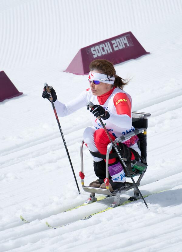 Colette Bourgonje racing at her 10th Paralympics in March, the 2014 Winter Games in Sochi, Russia. (Photo: Cross Country Canada)
